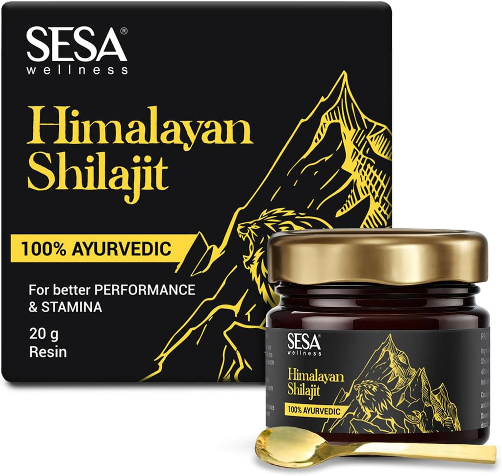Sesa Himalayan Shilajit Resin – 100% Ayurvédico, 50 dosis de 400 mg con 80+ Minerales Traza y Ácido Fúlvico