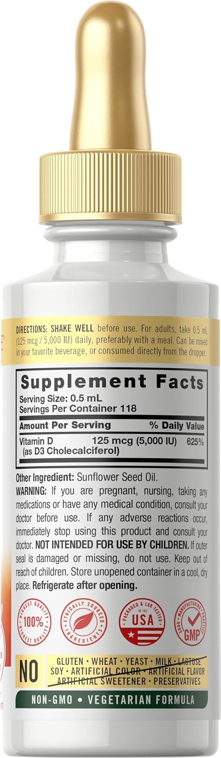 Carlyle Vitamina D3 Gotas Líquidas 5000 UI (125 mcg) - 60 ml