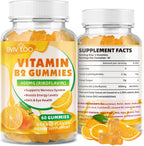 Gominolas de Vitamina B2 (Riboflavina) 400 mg - Vegano, Sin Azúcar, Sabor Naranja, 60 Gominolas