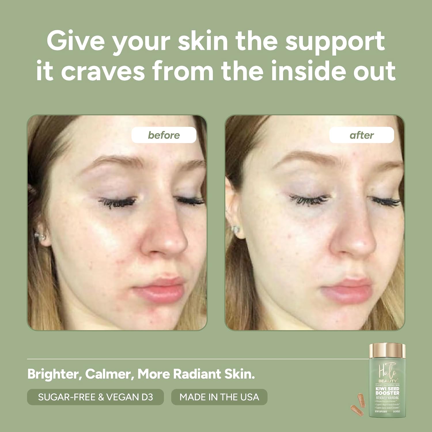 Halo Beauty Kiwi Seed Booster - Suplemento para la Piel Pack de Recarga | 1 Mes