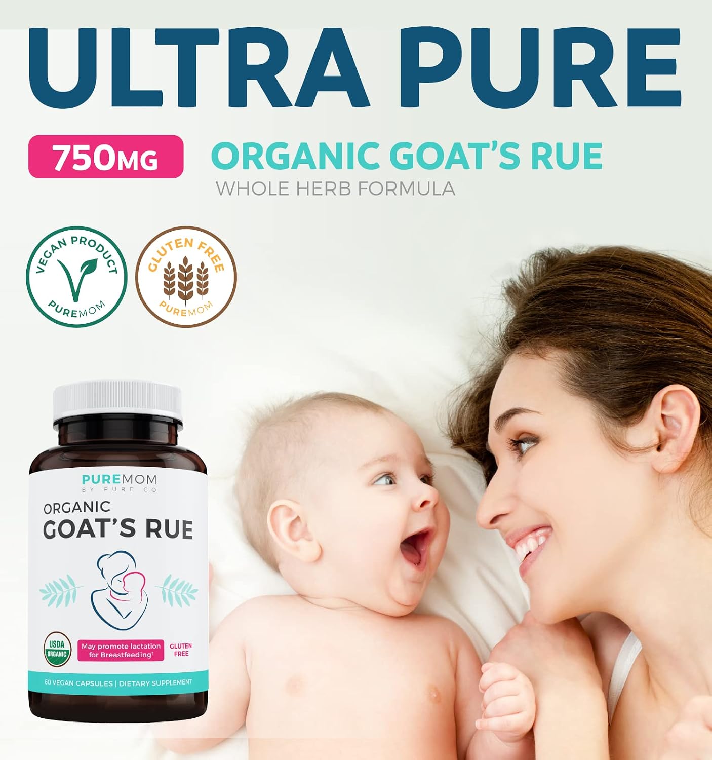 Organic Goat's Rue – Lactation Supplement to Increase Breast Milk Supply – 60 Vegan Capsules