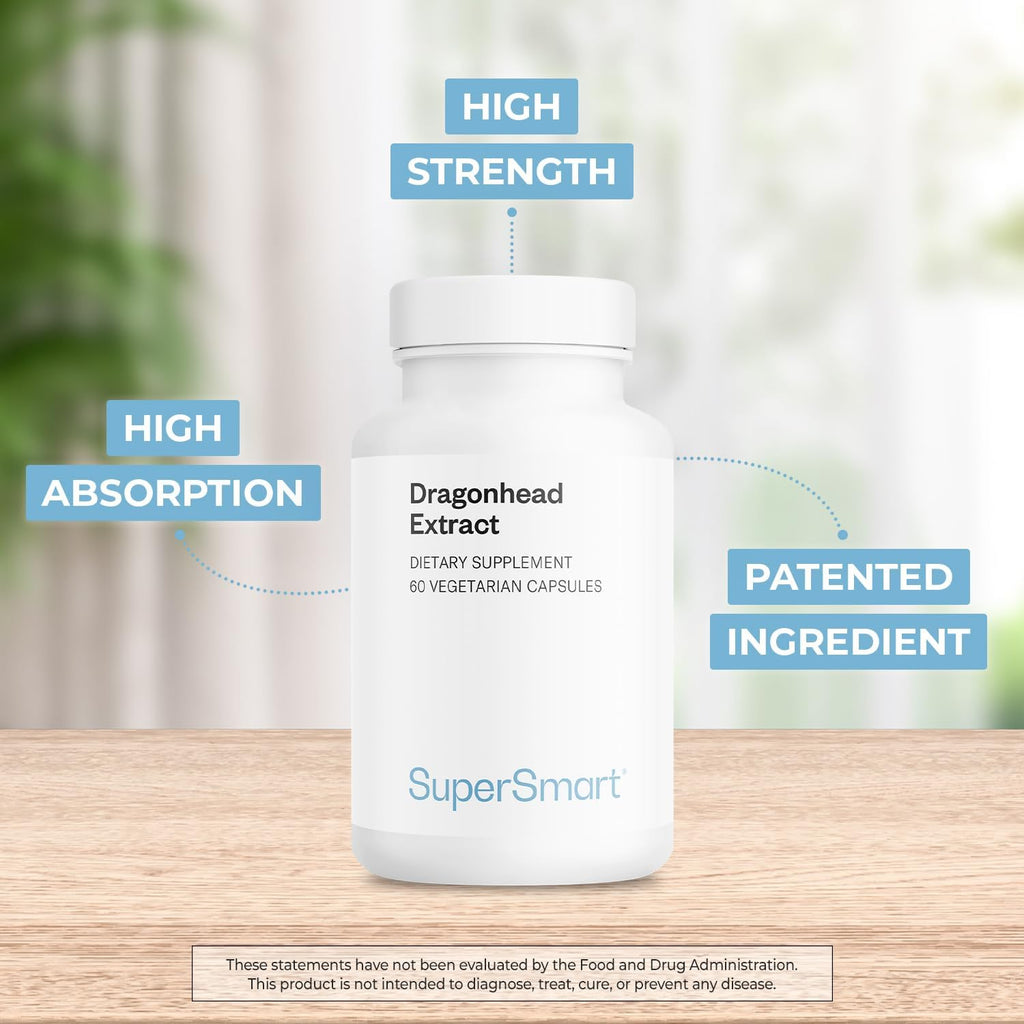 Supersmart - Extracto de Cabeza de Dragón 200mg al Día (Patented) - Suplemento DracoBelle de Cabeza de Dragón | No OGM y Sin Gluten - 60 Cápsulas Vegetales