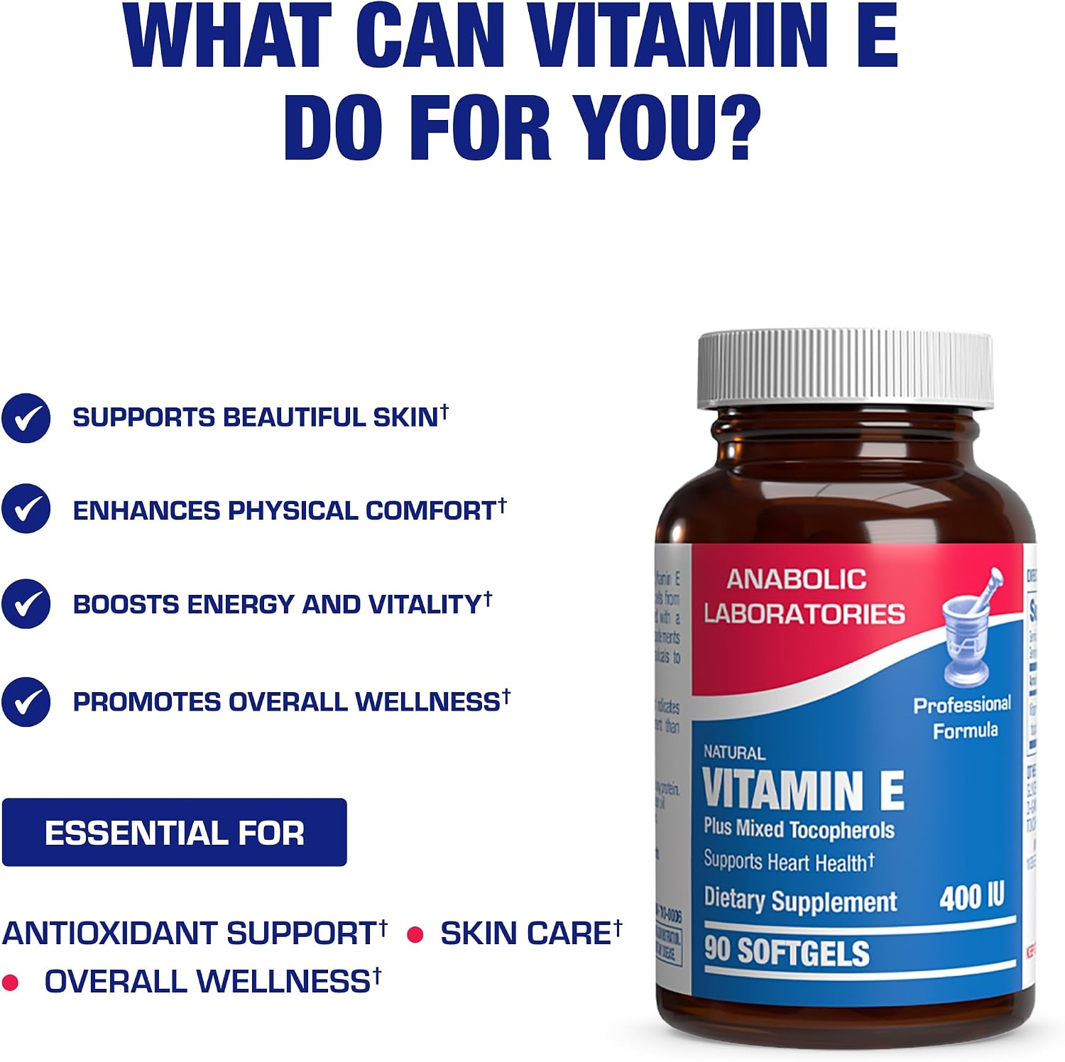 Vitamin E 400 IU - Natural Clinical Formula with d-alpha-tocopherol and mixed tocopherols - 90 Softgels