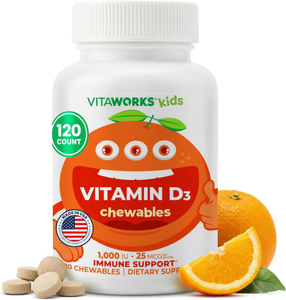 VitaWorks Vitamina D3 1000 IU Niños - – Mantenimiento de huesos en condiciones normales: La vitamina D contribuye – Image 1