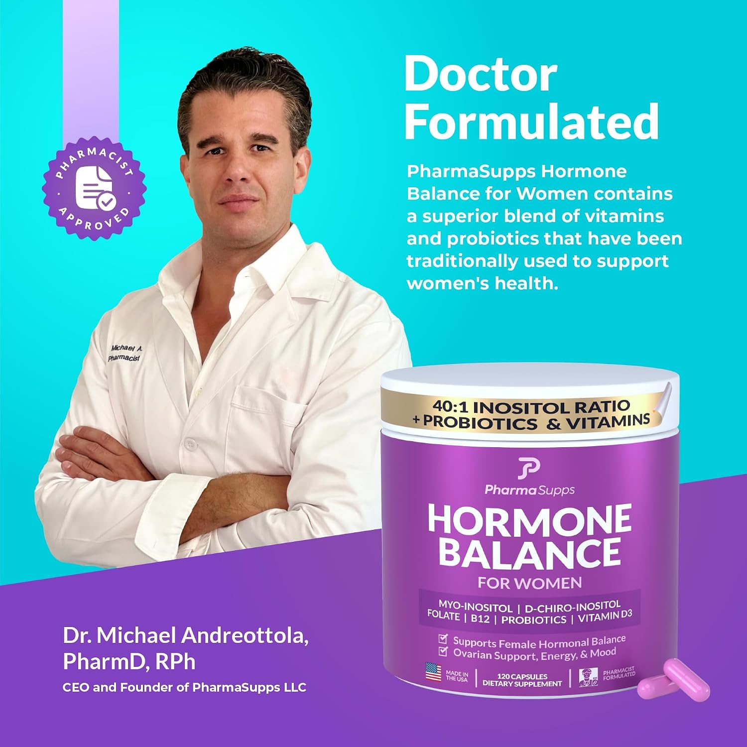 PharmaSupps Inositol+ Equilibrio Hormonal - 240 Cápsulas