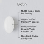 Sports Research Biotina 10.000 mcg con Aceite de Coco Orgánico - 120 Cápsulas Vegetales