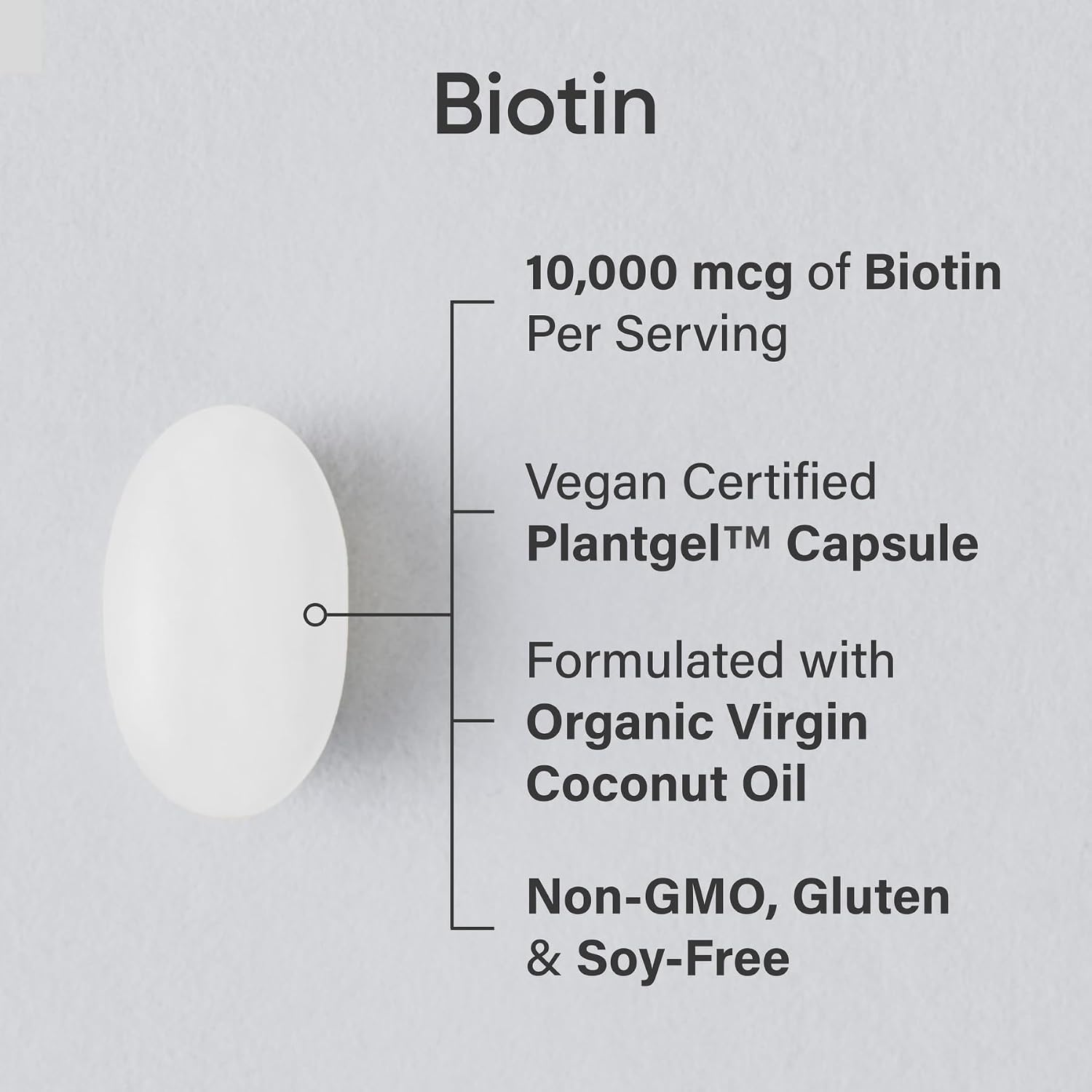 Sports Research Biotina 10.000 mcg con Aceite de Coco Orgánico - 120 Cápsulas Vegetales