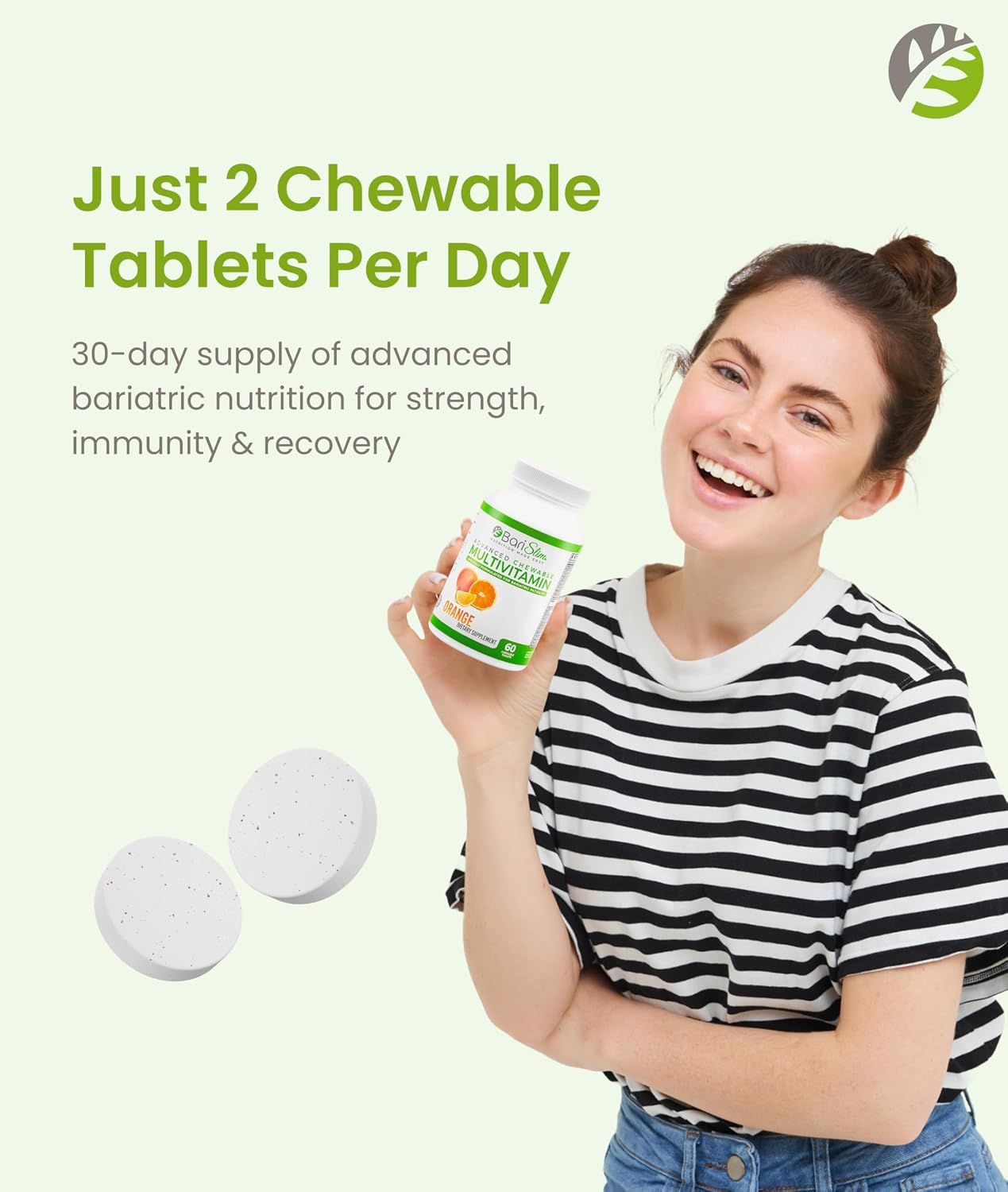 BariSlim Advanced Chewable Bariatric Multivitamin Tablets - Sabor Naranja (60 Comprimidos)