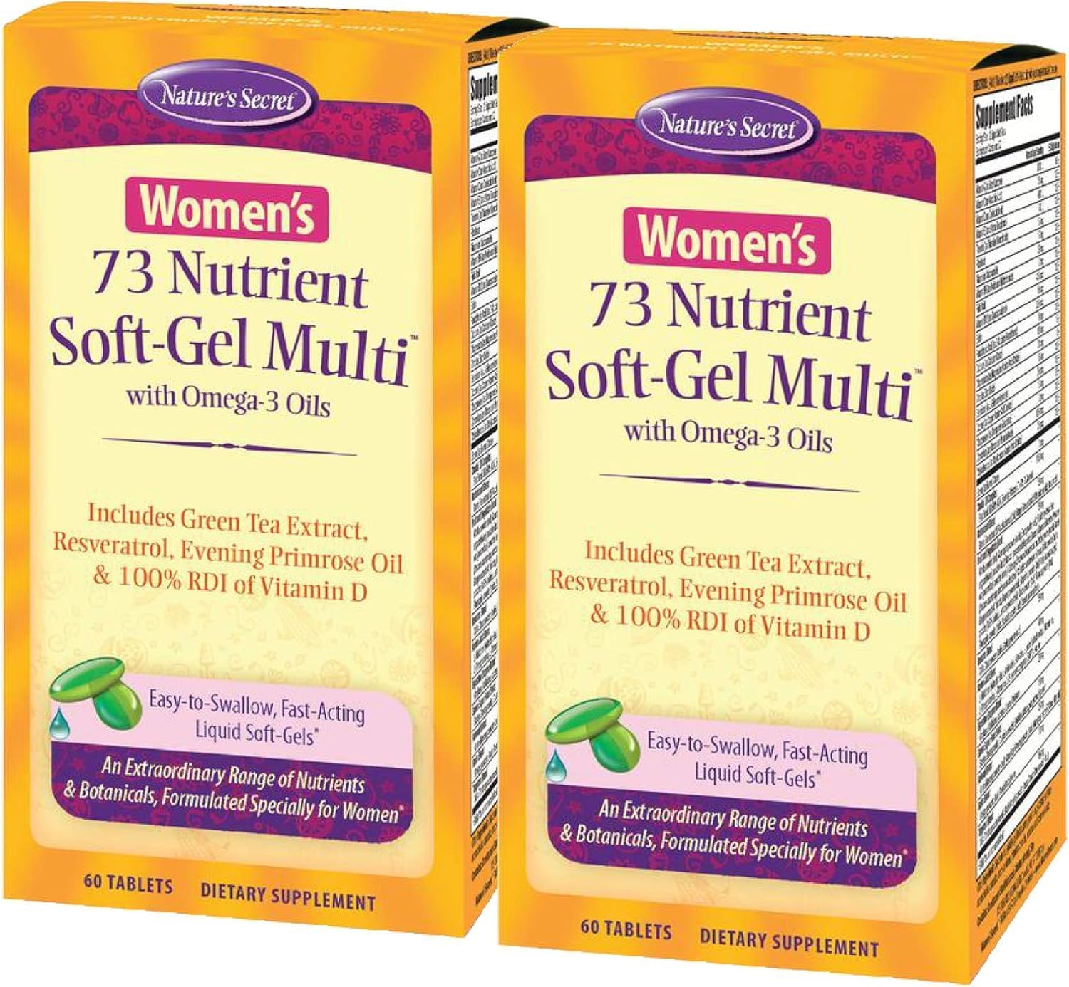 Nature's Secret Women’s 73-Nutrient Soft-Gel Multi – 60 cápsulas blandas (paquete de 2)