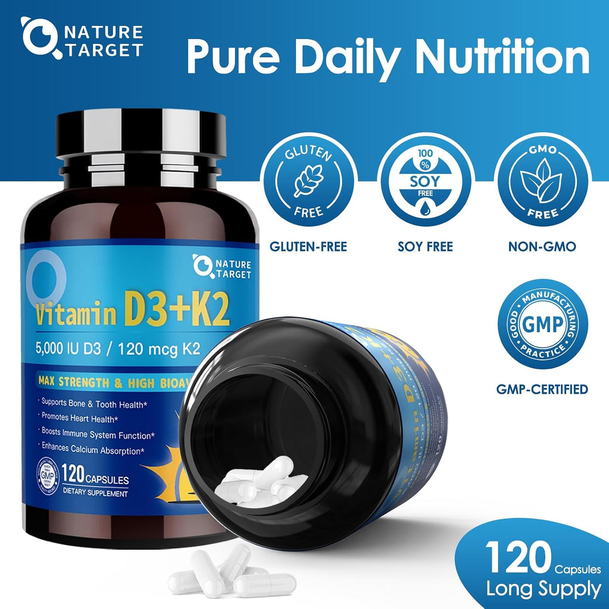Complejo de Vitamina D3 K2 con Calcio y – Salud ósea: D3, K2, calcio y magnesio trabajan juntos para mantener la – Image 7