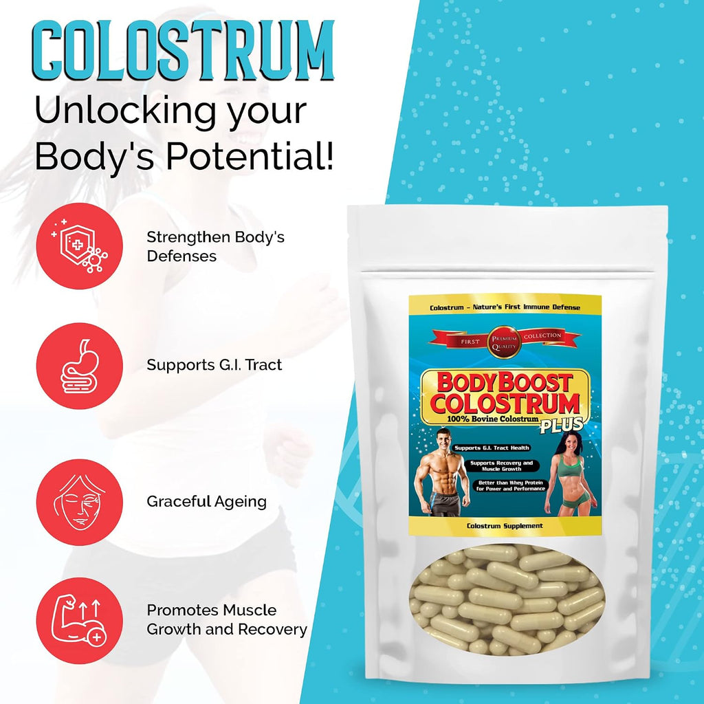 BodyBoost Bovine Colostrum Capsules (240) - Supplement with Immunoglobulins and Lactoferrin, Grass-Fed, Non-GMO