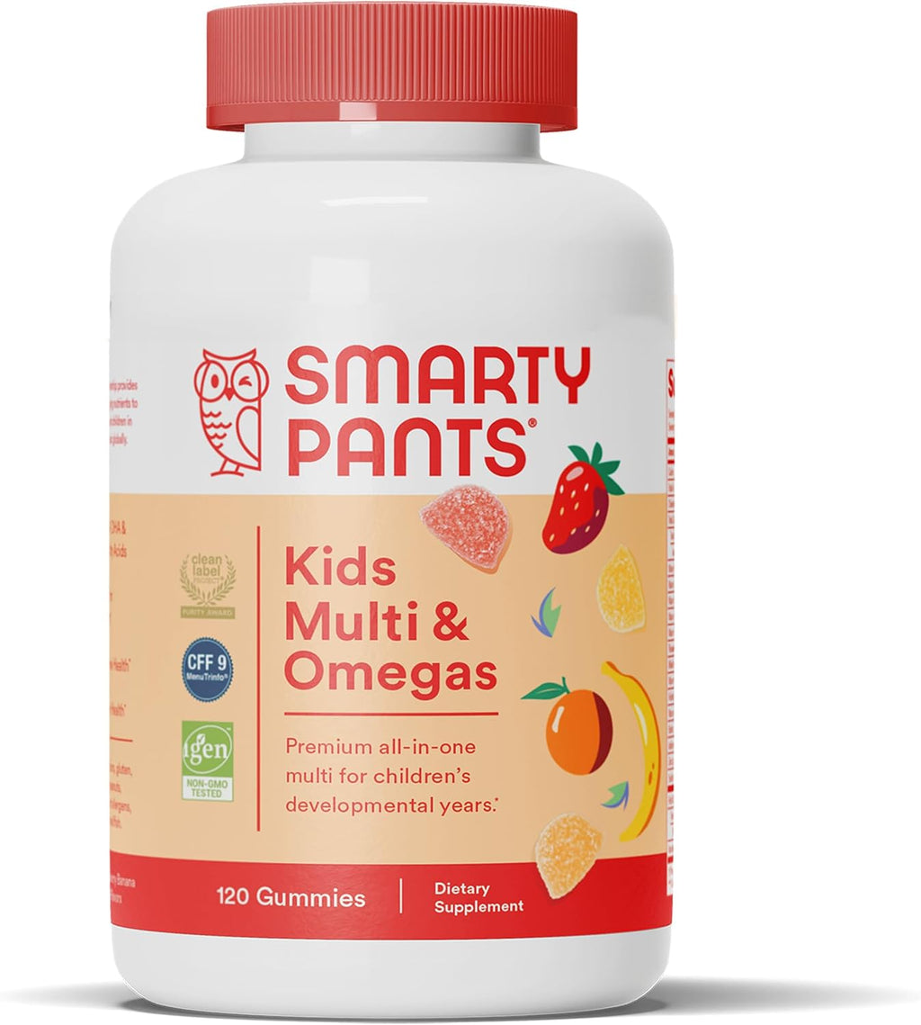 SmartyPants Kids Multivitamin Gummies - Omega 3, Vitaminas D3, C, B12, B6, A, K, Zinc y Biotina - 120 Gomitas (30 Días)