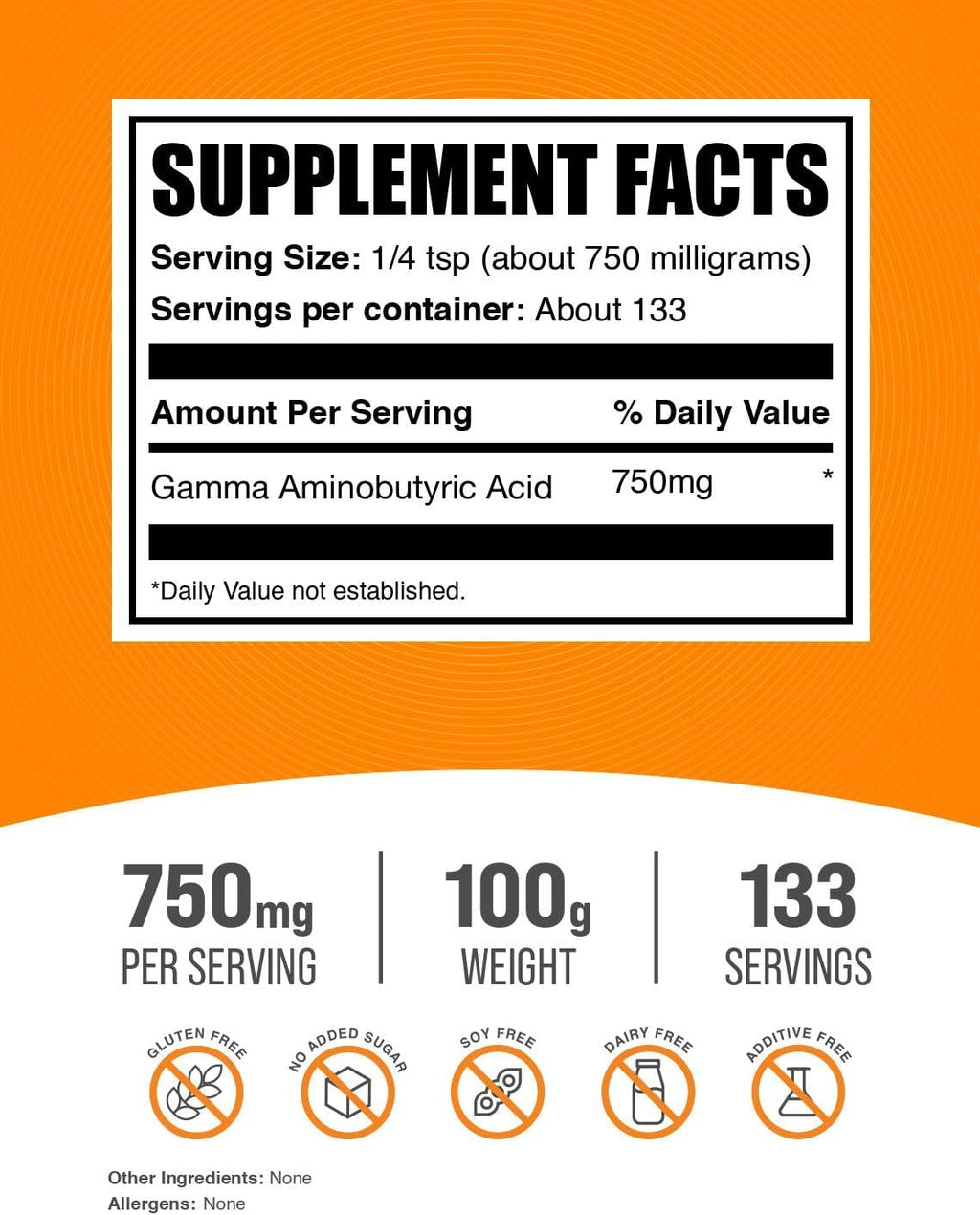 BulkSupplements GABA en polvo - 100g