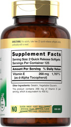 Carlyle Vitamina E 400 UI, 250 Cápsulas Blandas – Suplemento Natural