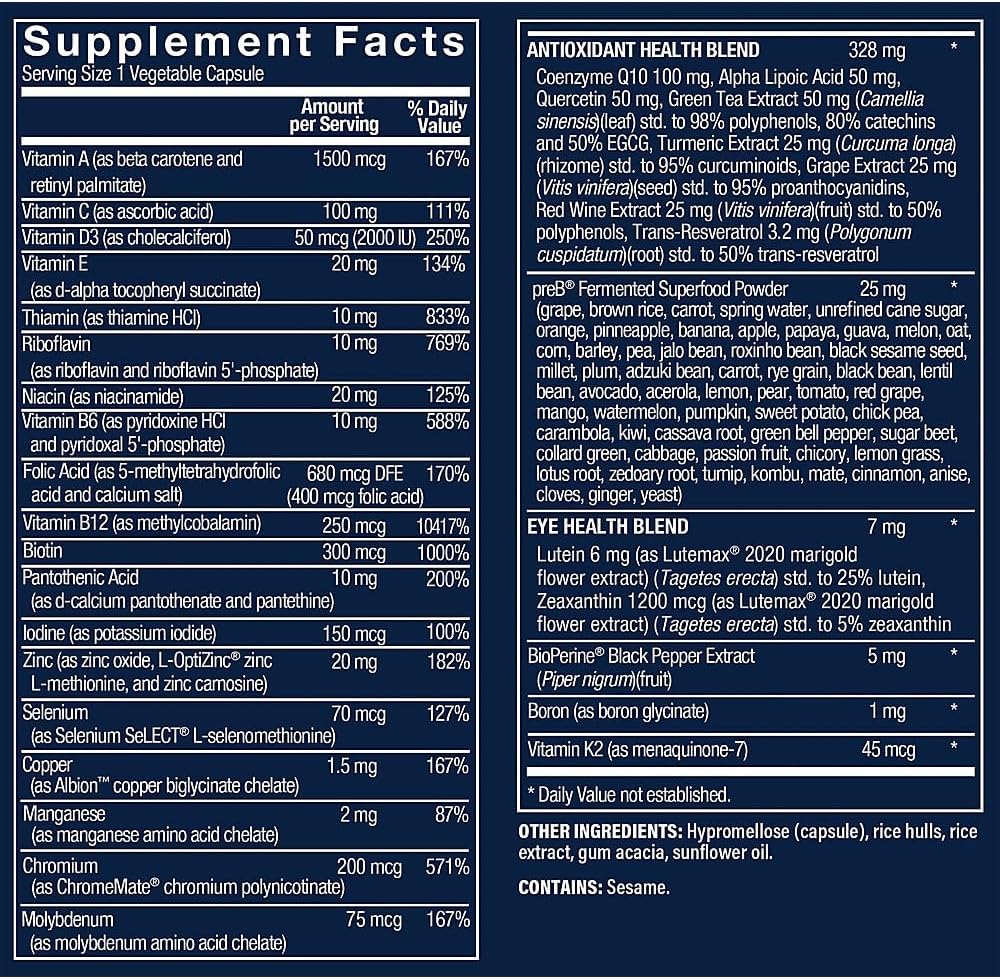Vthrive Bioactive Multivitamínico para Hombres 50+ - Dosis Diaria (60 Cápsulas Vegetales)