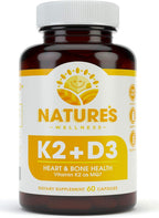 Vitamina D3 5000 UI + K2 MK-7 100 mcg, 60 cápsulas - Natures Wellness