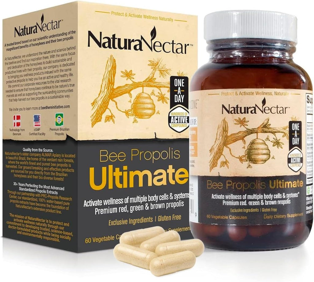 NaturaNectar Ultimate Bee Propolis - Brazilian Propolis Capsules (60 Count)