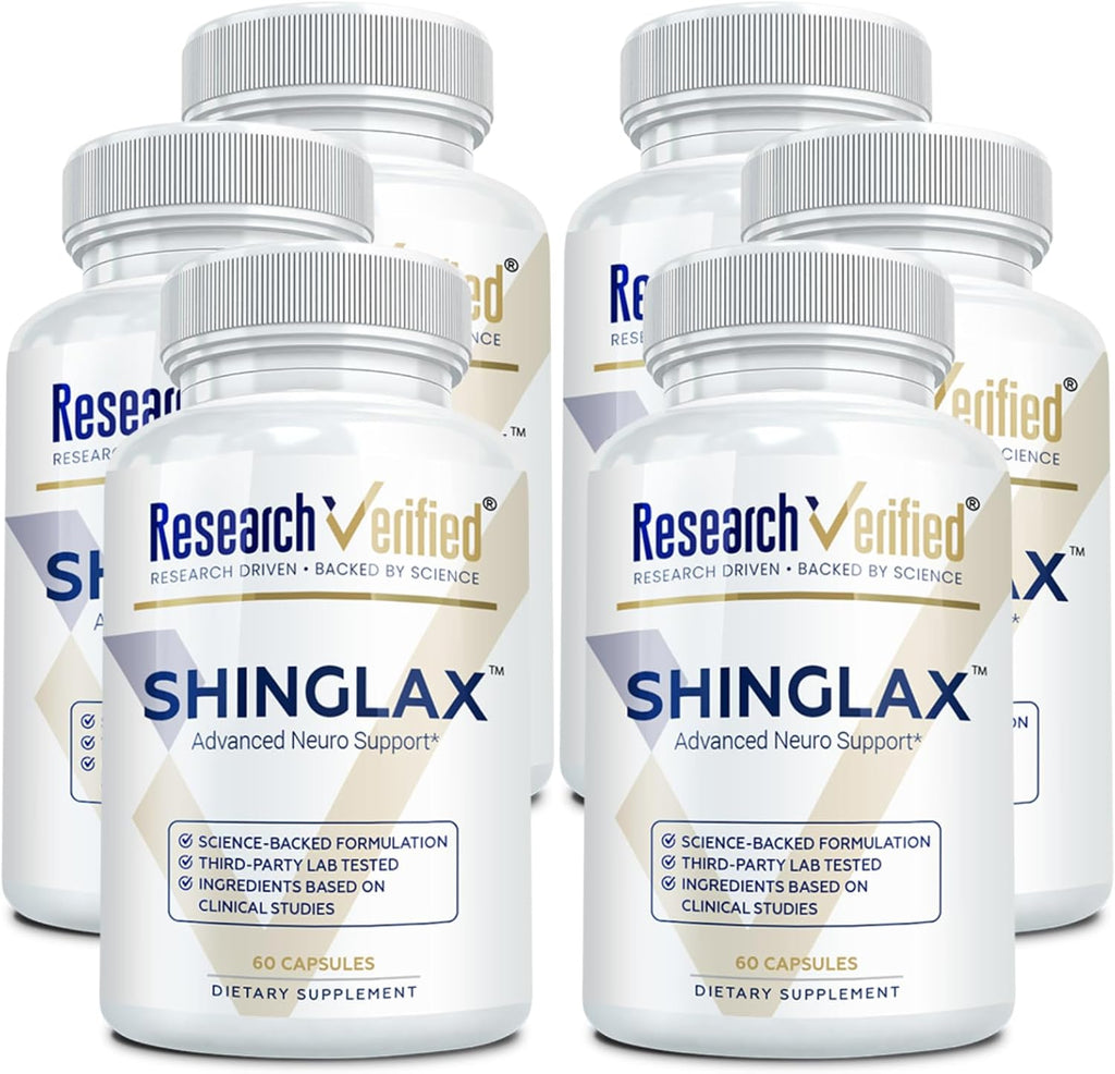 Research Verified Shinglax - Melisa, Enzimas Proteolíticas, Complejo de Hongos, Complejo B, Orégano, Zinc - Sin OGM, Fabricado en USA - 60 Cápsulas (Pack de 6)