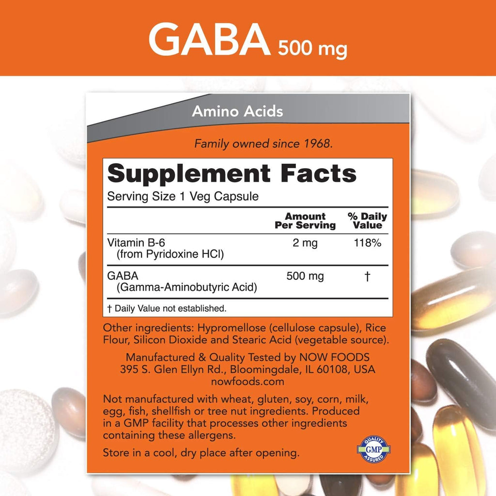 Now Foods GABA 500 mg - 200 Cápsulas (Paquete de 2)