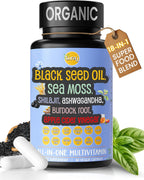 Siraj 18-en-1 Multivitamínico Superfood - Irish Sea Moss, Aceite de Semilla Negra, Shilajit, Ashwagandha - 60 Cápsulas