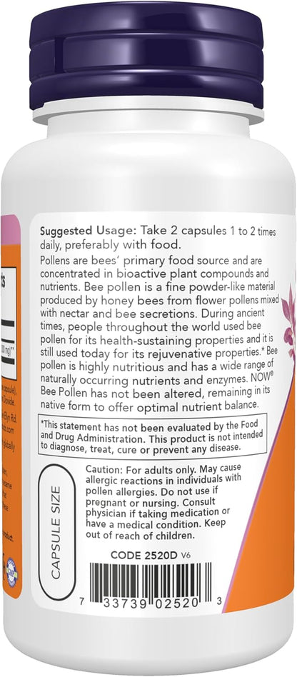 NOW Foods Crd Polen de Abeja, 100 Cápsulas de 500 mg – Image 2