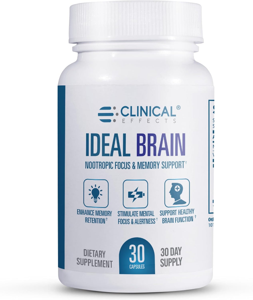 Clinical Effects Ideal Brain - Suplemento Nootrópico con Vitaminas B, GABA y Alpha-GPC, 30 Cápsulas Veganas