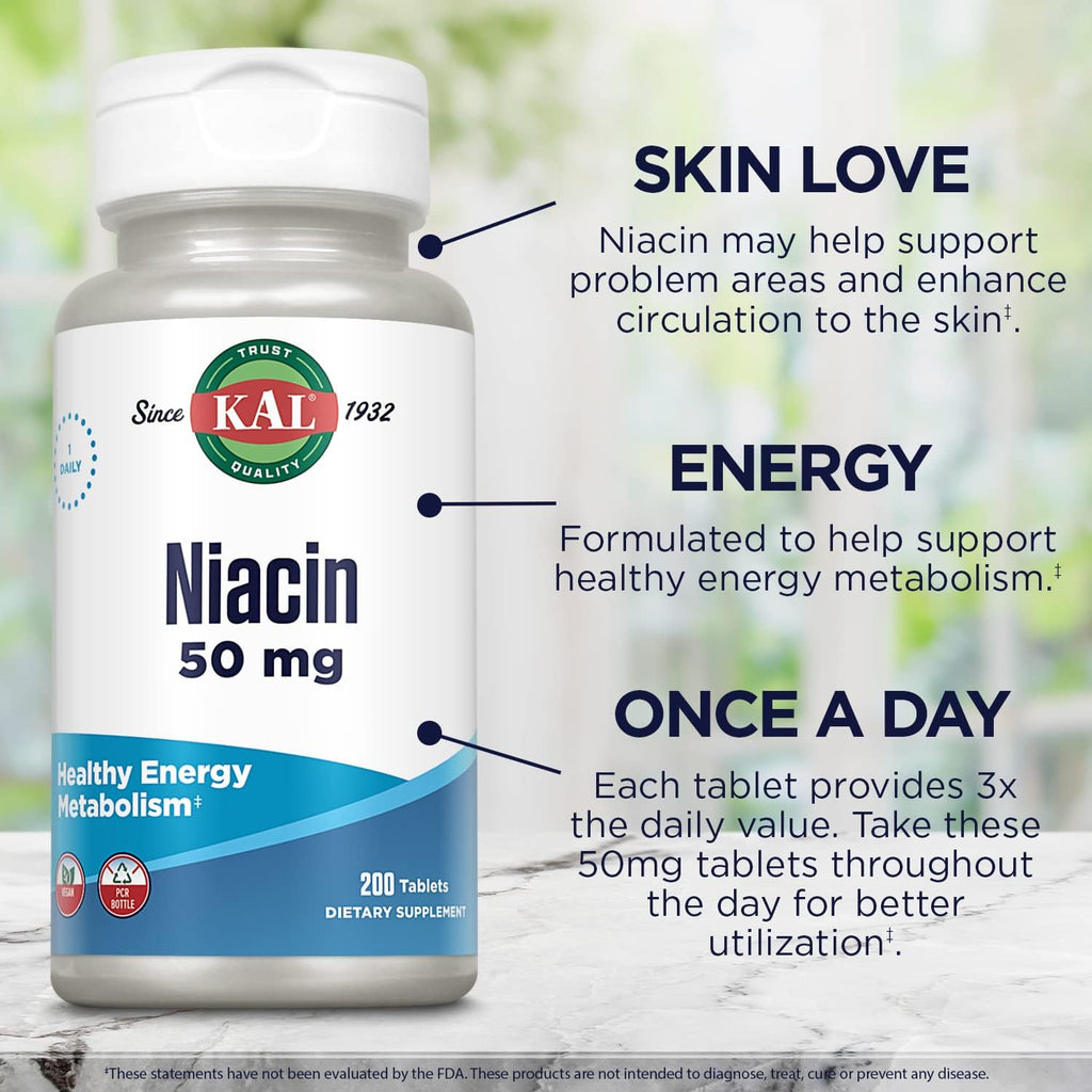 KAL Niacina 50 mg, 200 comprimidos