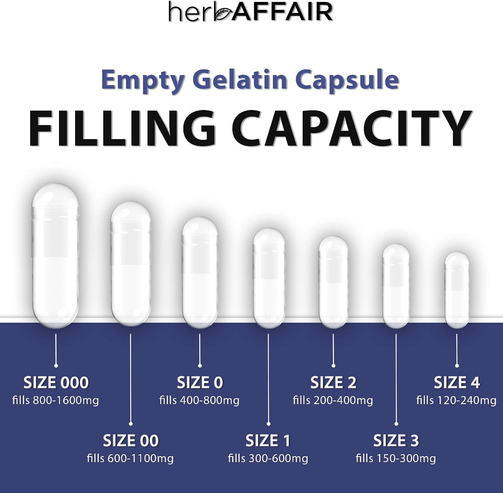 Herb Affair Cápsulas de Gelatina Vacías Tamaño 1 - 1000 Unidades