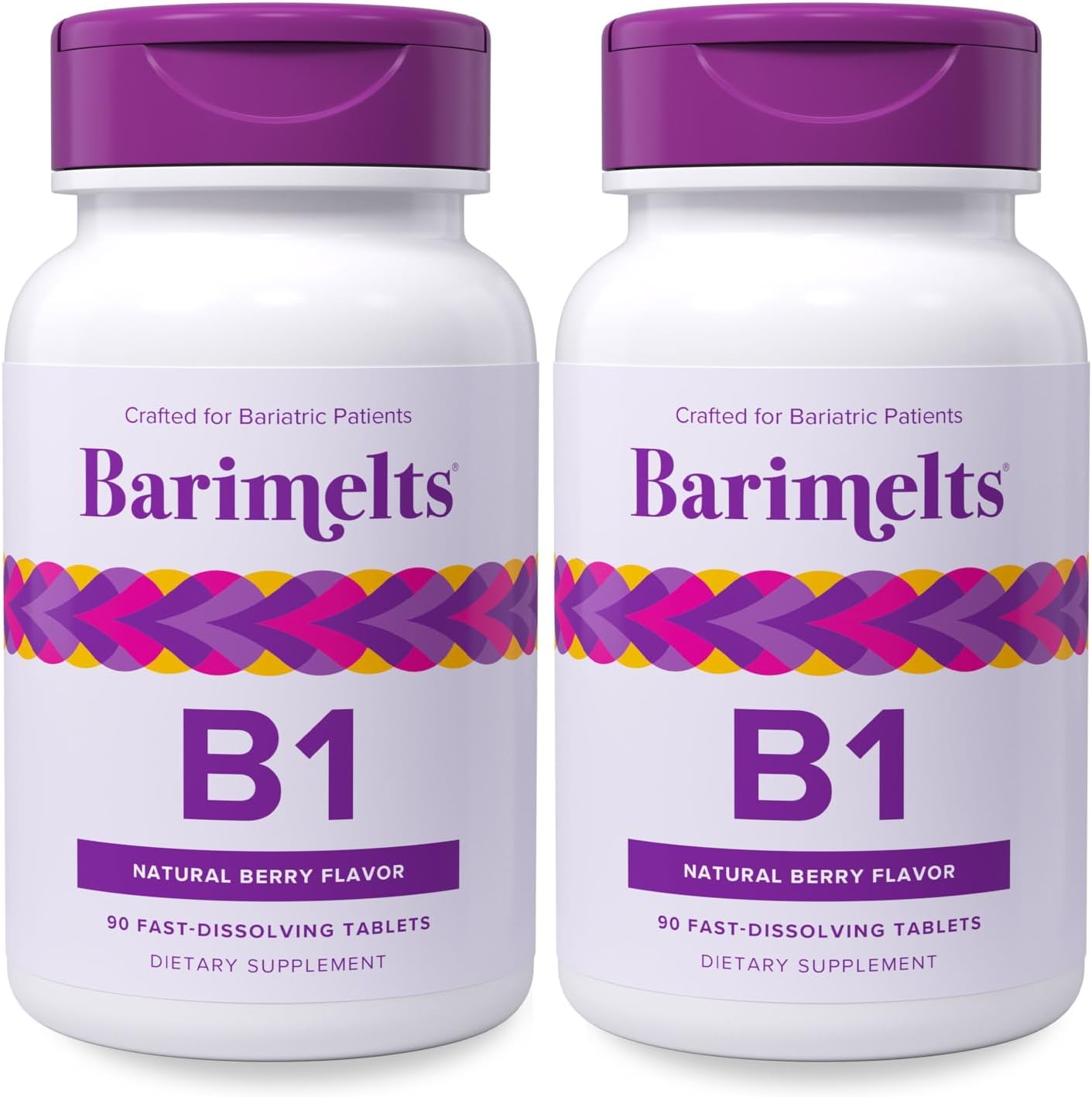BariMelts Vitamina B1 - 90 Comprimidos de Disolución Rápida (Suministro para 3 Meses) - Sin Azúcar, Sabor Natural a Bayas