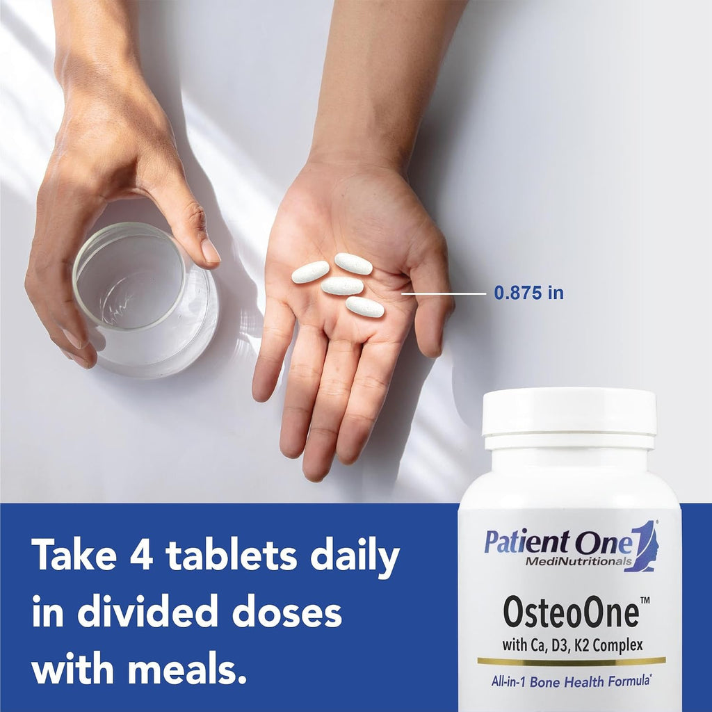 Patient One OsteoOne - Complemento para la Salud Ósea con Calcio, Vitamina D3 y K2 - 120 Comprimidos