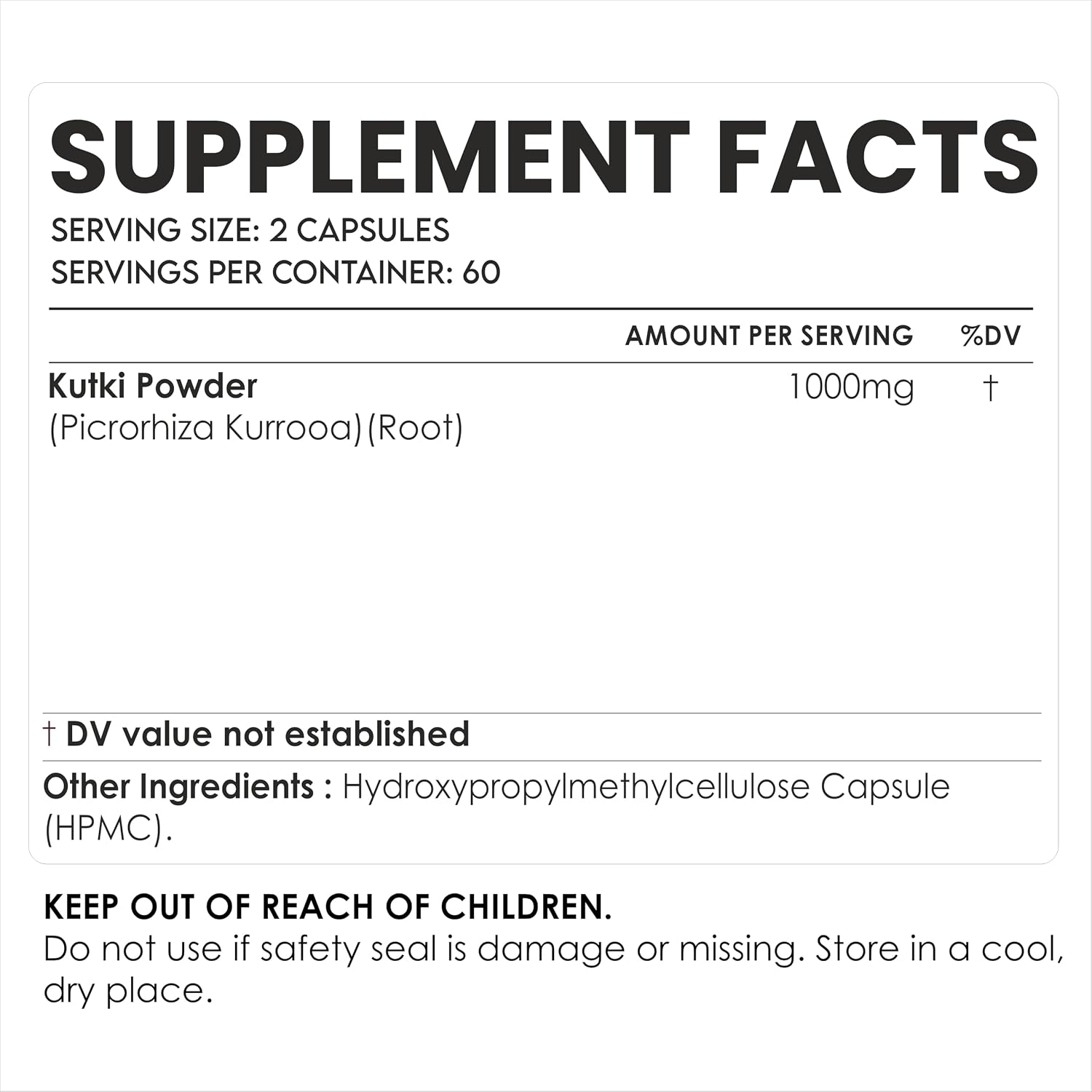 AMALTH Kutki Capsules 1000 mg | Extracto de Raíz de Kutki | Picrorhiza Kurroa | 120 Cápsulas Veganas