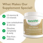 NanoVM t/f, Complemento Alimenticio para Nutrición por Sonda, Multivitamínico Infantil Hipoalergénico, Polvo sin Sabor con 14 Vitaminas y 13 Minerales, Bajo en Carbohidratos, 275 g – Solace Nutrition