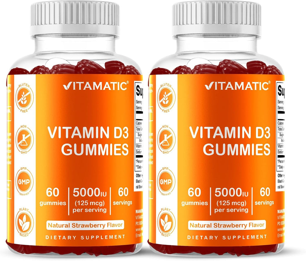 Vitamatic Vitamina D3 Gummies 5000 UI - Pack de 2 (120 Gominolas)