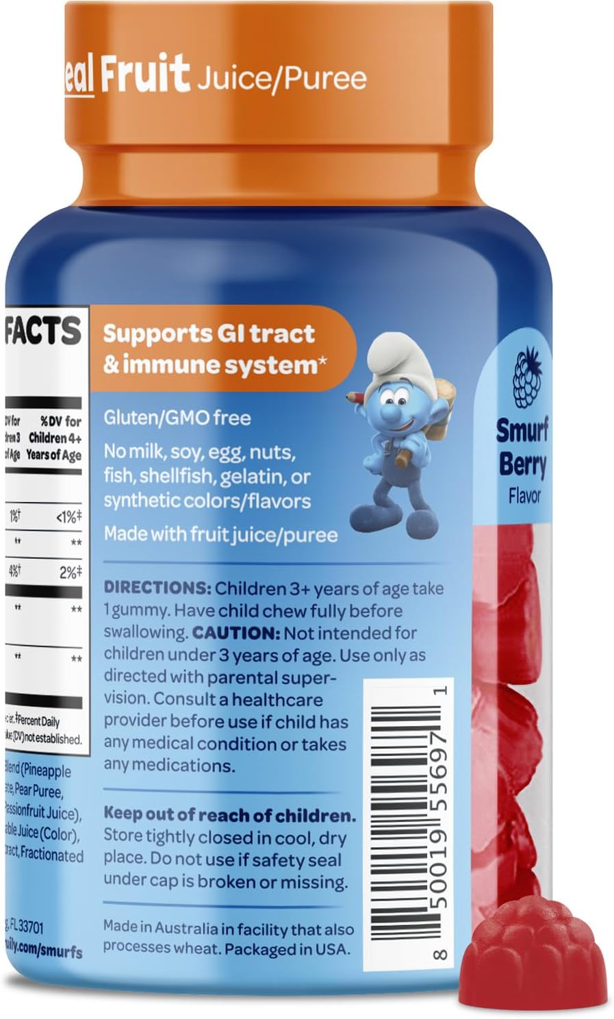 Smurfs Pre and Probiotics for Kids Gummies - 40 gominolas con probióticos y prebióticos