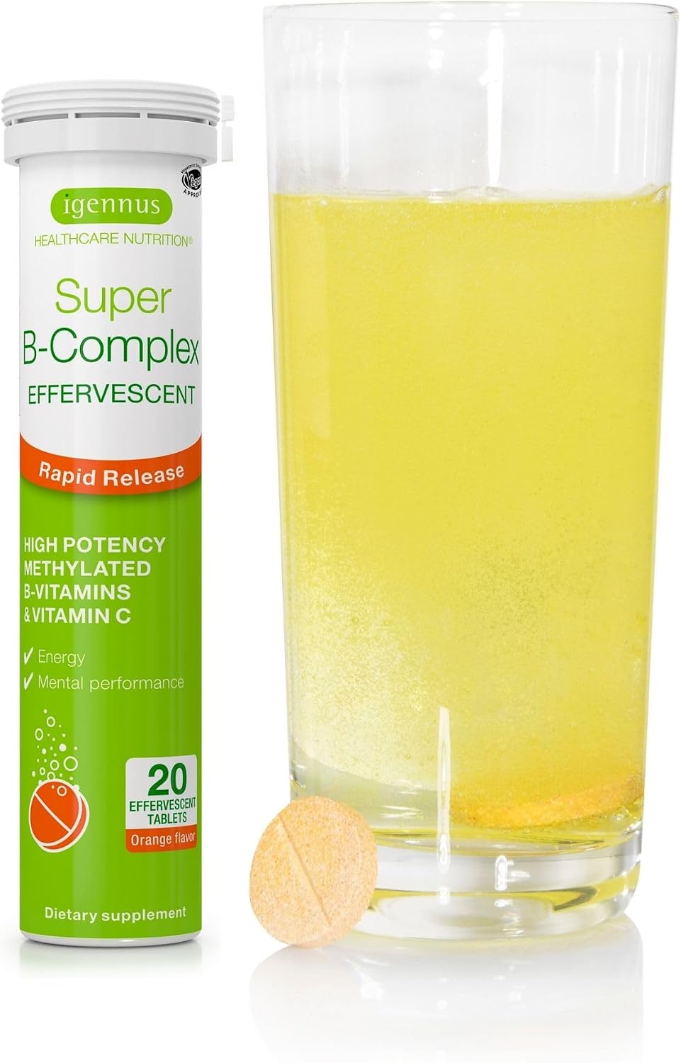 Igennus Super B-Complex Metilado – Complejo B Efervescente, 20 comprimidos