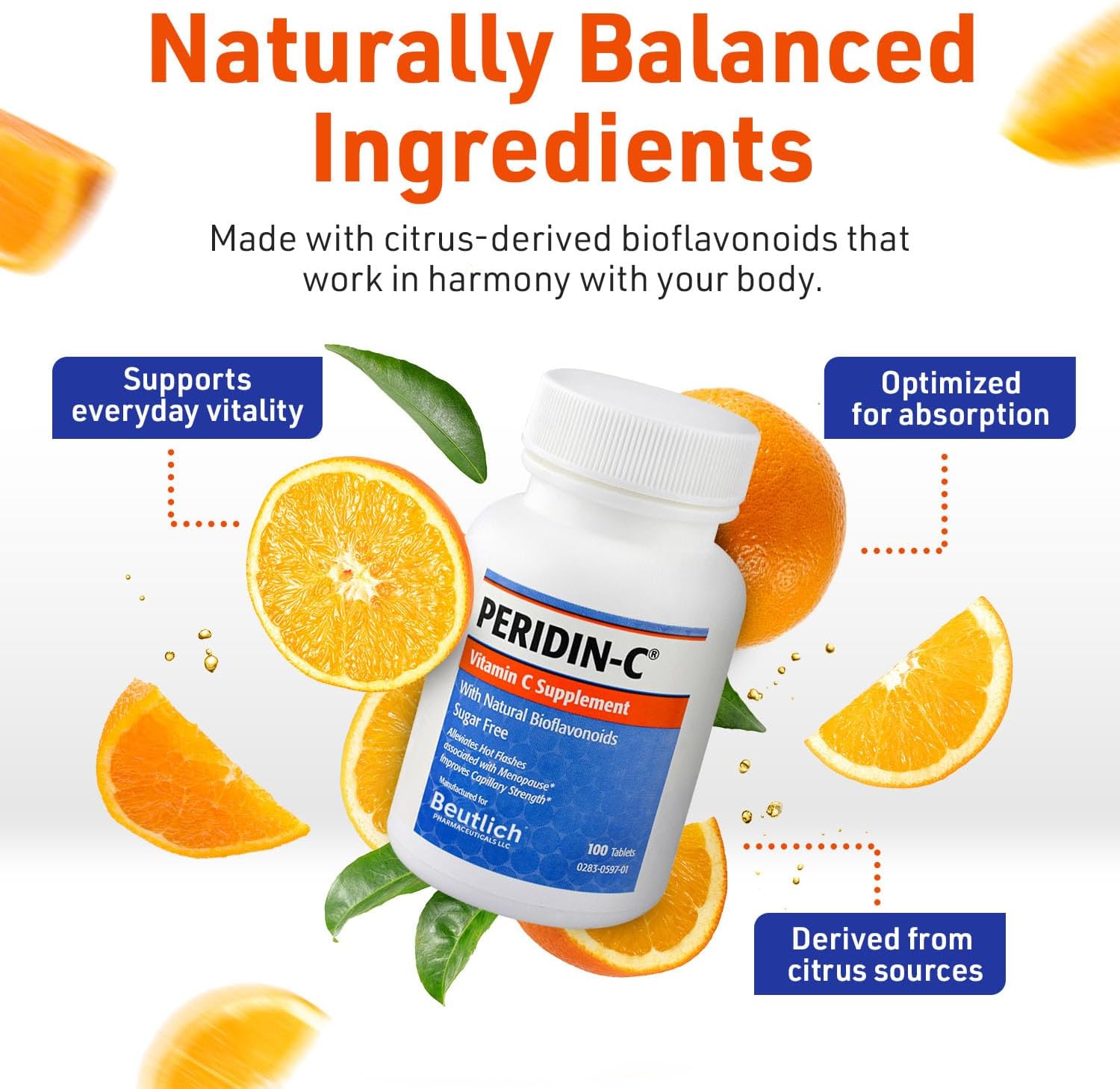 Peridin-C Vitamina C con Bioflavonoides Cítricos – 100 Comprimidos