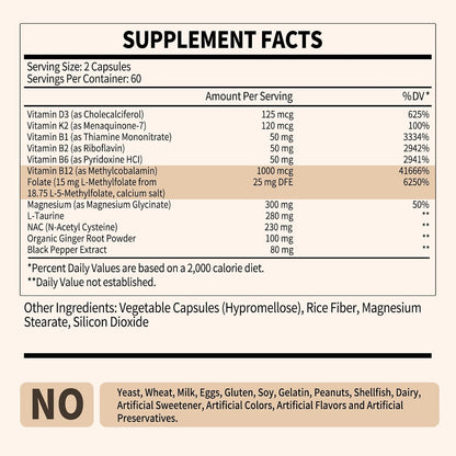 L-Metilfolato 15mg más Metil B12 - Complemento de Vitamina B9 Metilada (5-MTHF) para Salud Cerebral, Estado de Ánimo y Energía - Alta Absorción 12-en-1 - Probado por Terceros (120 Cápsulas Veganas)
