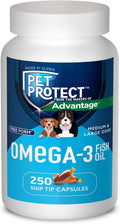 Suplemento de Omega-3 para Perros Medianos y Grandes, Mezcla de Fórmula Libre Propia, Apoya la Respuesta Inflamatoria Normal, Cápsulas Snip-Tip (250 unidades)