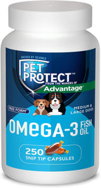 Suplemento de Omega-3 para Perros Medianos y Grandes, Mezcla de Fórmula Libre Propia, Apoya la Respuesta Inflamatoria Normal, Cápsulas Snip-Tip (250 unidades)