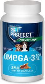 Pet Protect Omega-3 para Perros Medianos y Grandes, 60 Cápsulas Snip-Tip