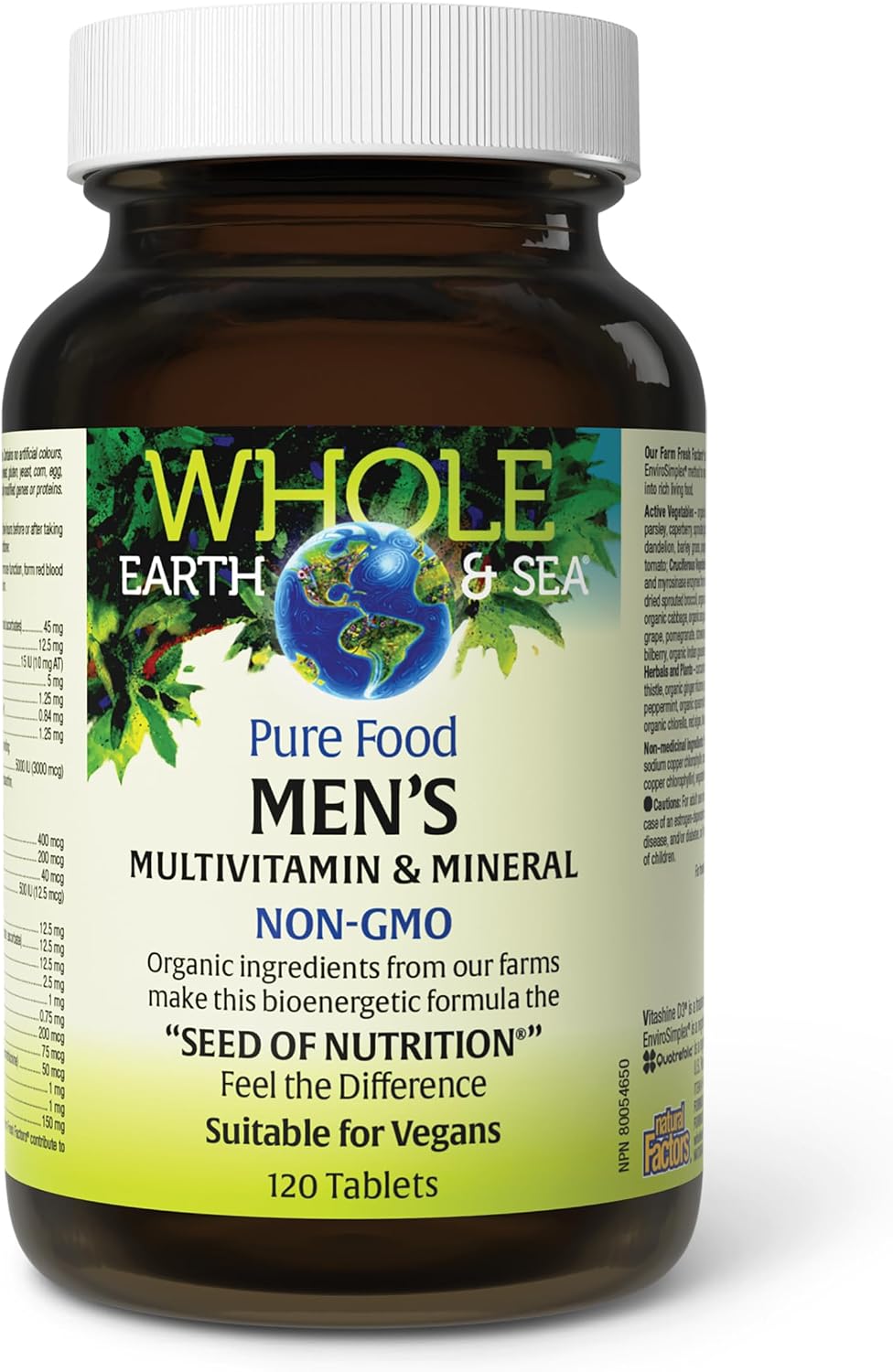 Natural Factors Whole Earth & Sea Multivitamínico y Mineral para Hombres - 120 Comprimidos (60 Dosis)