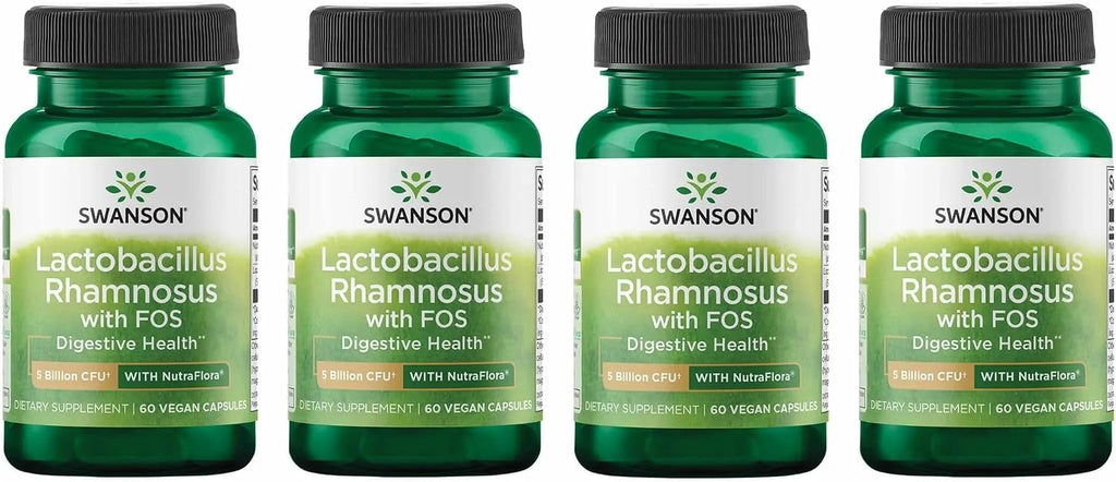 Swanson Lactobacillus Rhamnosus con FOS - 5 mil millones UFC - 60 Cápsulas Veganas