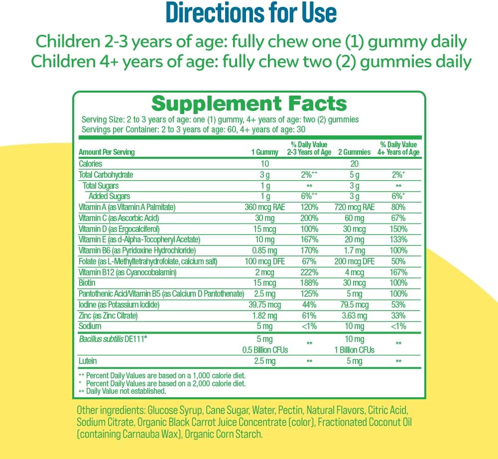 Culturelle Kids Probiotic Gummies - Multivitamínico y Probiótico para Niños - Sabor Melocotón-Naranja y Frutos del Bosque - 60 Gominolas