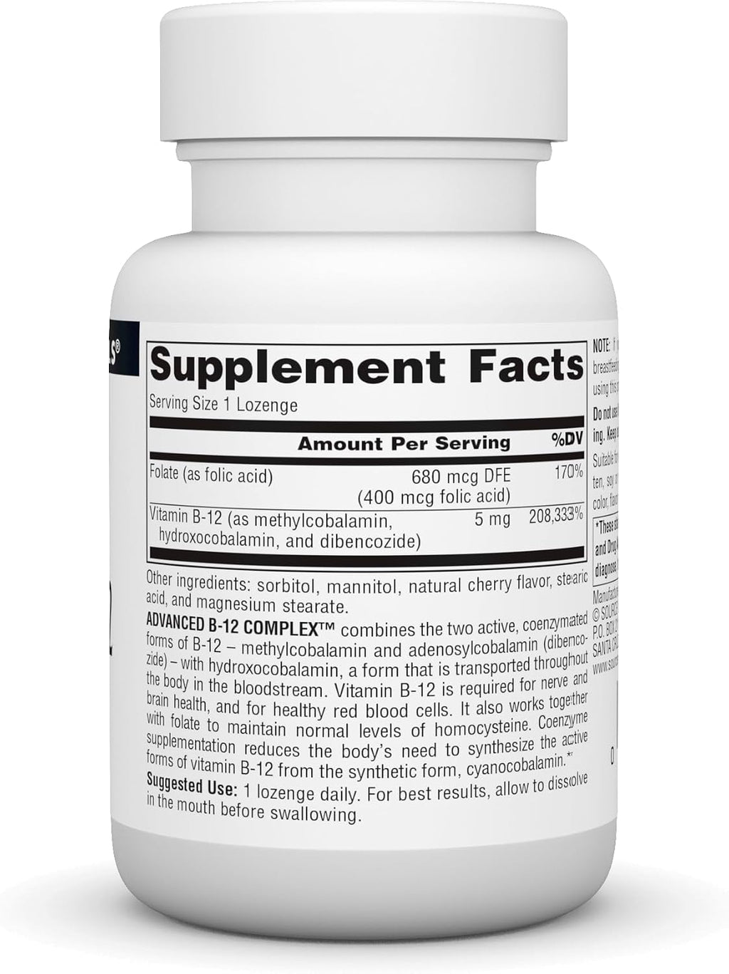 Source Naturals Complejo B12 Avanzado 5 mg – 60 Pastillas