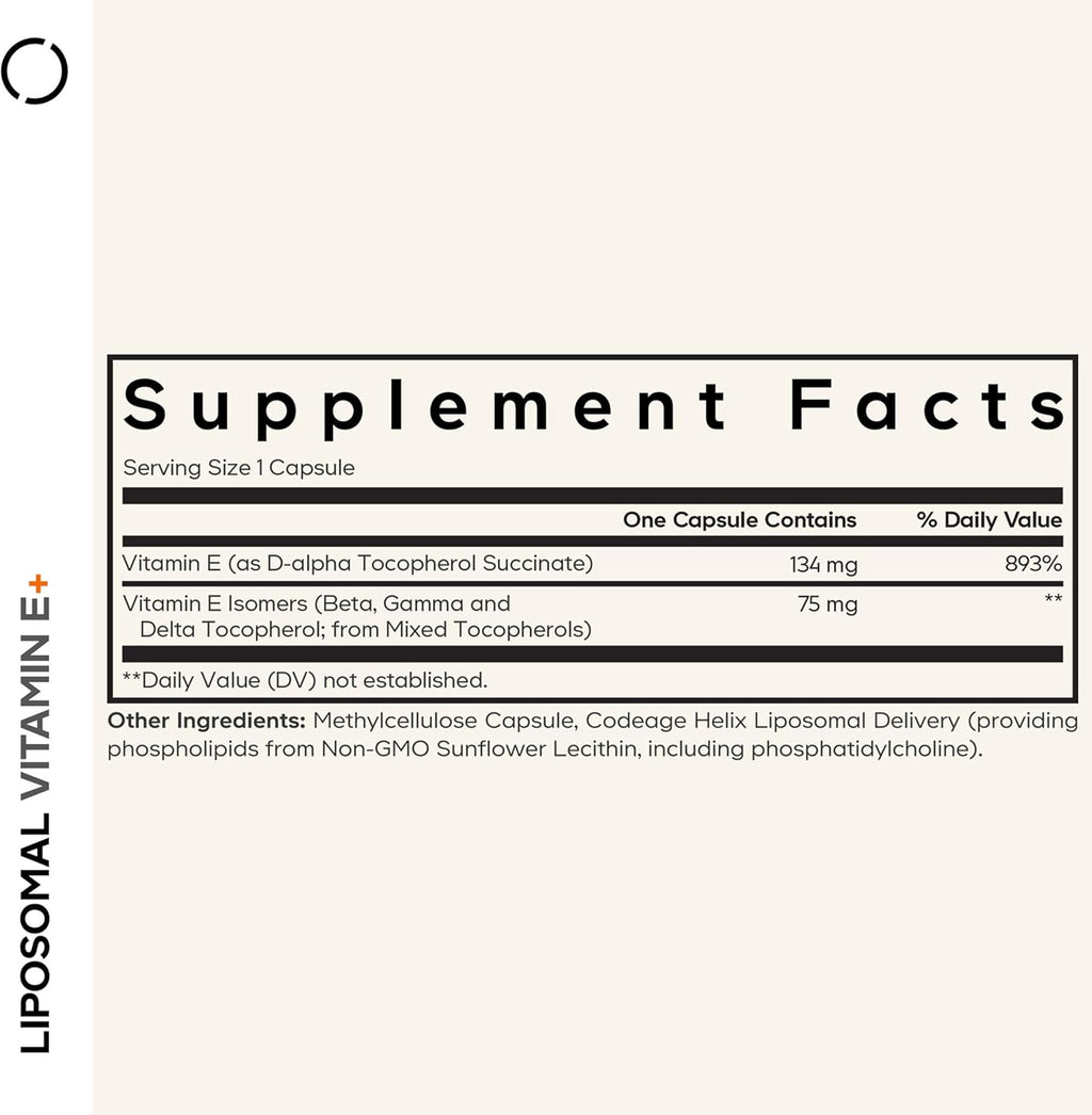 Codeage Vitamina E Liposomal - Tocoferoles Mixtos - 90 Cápsulas