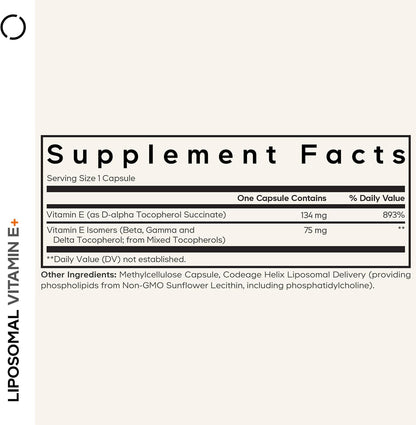 Codeage Vitamina E Liposomal - Tocoferoles Mixtos - 90 Cápsulas – Image 2