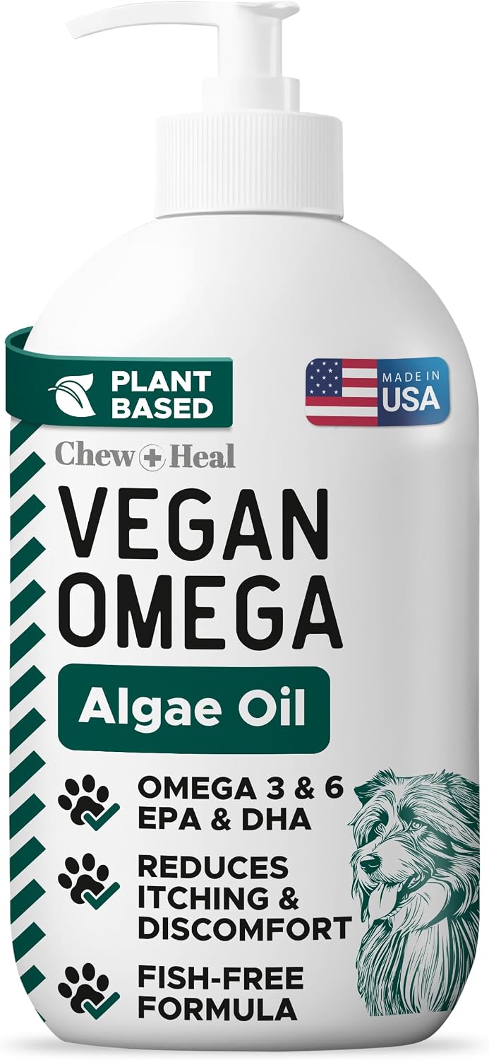 Vegan Omega 3 Oil for Dogs - 8 oz of Fish Free Algae Oil for Healthy Skin and Coat - Made with Omega 3 and 6 Fatty Acids, EPA, DHA, and DPA - Made in the USA