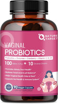 Nature Target Probióticos Vaginales para Mujeres, 100 Mil Millones UFC con Prebióticos, Enzimas Digestivas, Arándano Rojo y D-Mannose - Apoyo al pH y Salud Urinaria - 90 Cápsulas
