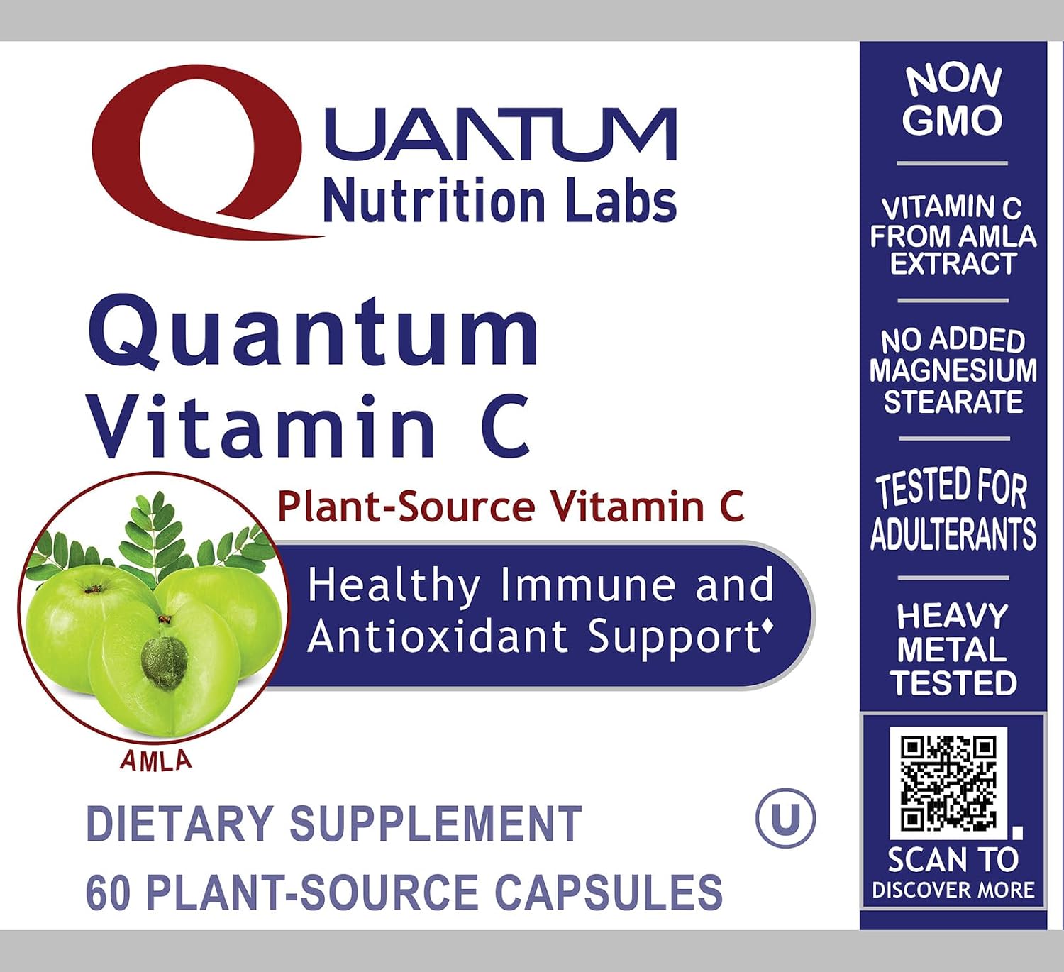 Quantum Vitamin C - Vitamina C Orgánica Natural con Bioflavonoides - 60 Cápsulas Veganas