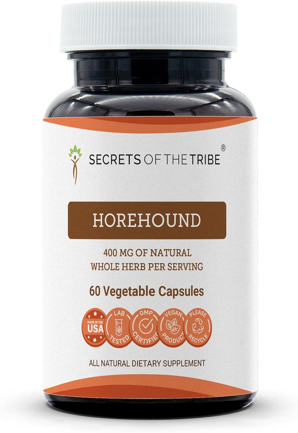 Secrets of the Tribe Marrubio (Horehound) 400 mg, 60 Cápsulas